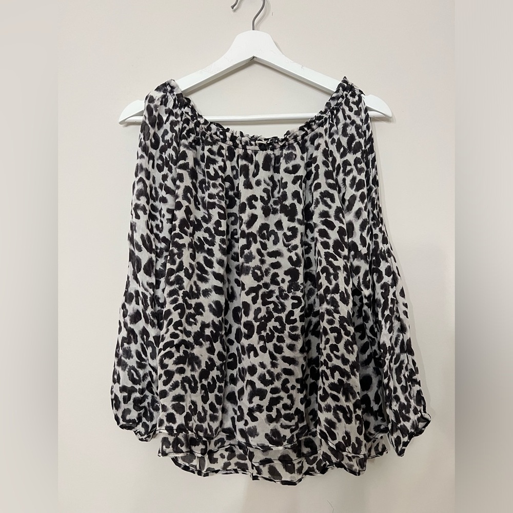 SANCTUARY LEOPARD PRINT BLOUSE XS